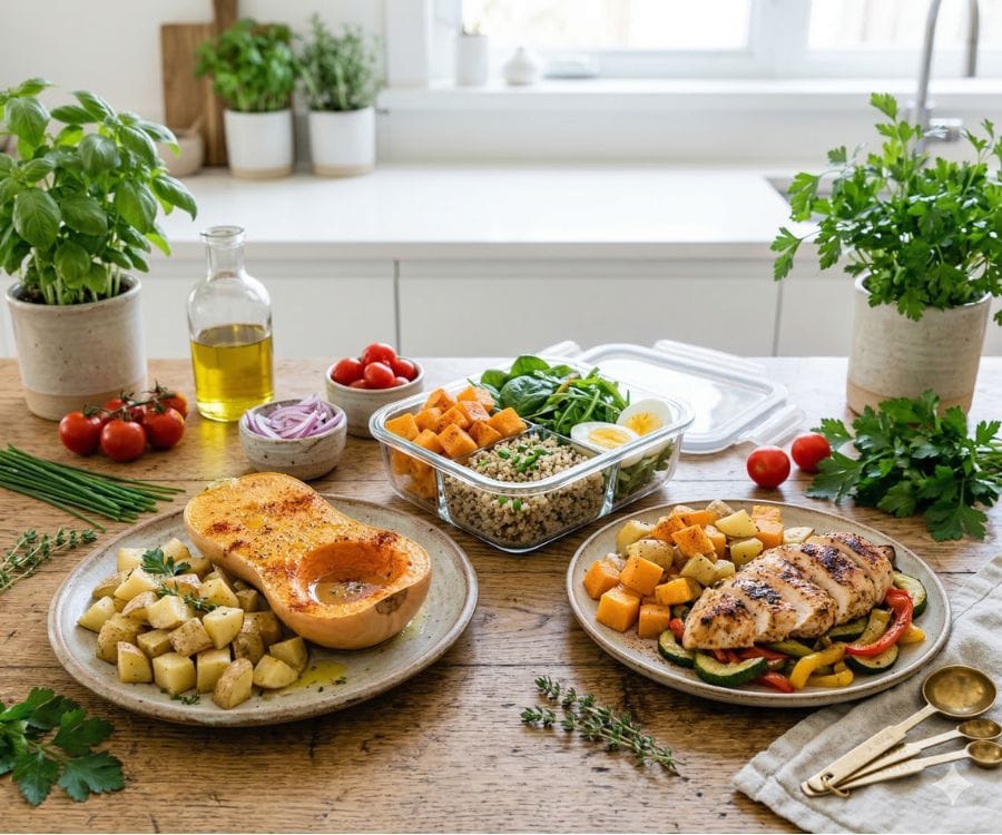 Butternut Squash Halves Air Fryer with Crispy Potatoes (Easy Healthy Recipe) 4 air fryer butternut squash meal ideas.jpg