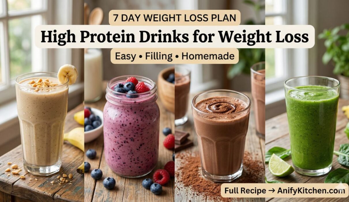 7 day high protein drinks for weight loss including banana berry chocolate and green smoothies homemade