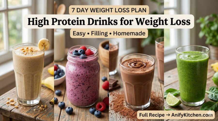 7 day high protein drinks for weight loss including banana berry chocolate and green smoothies homemade