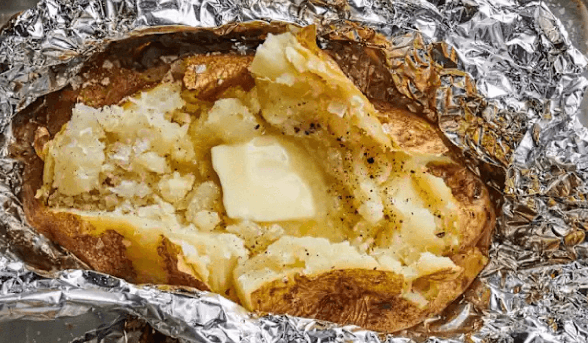 Golden & Fluffy Baked Potato foil