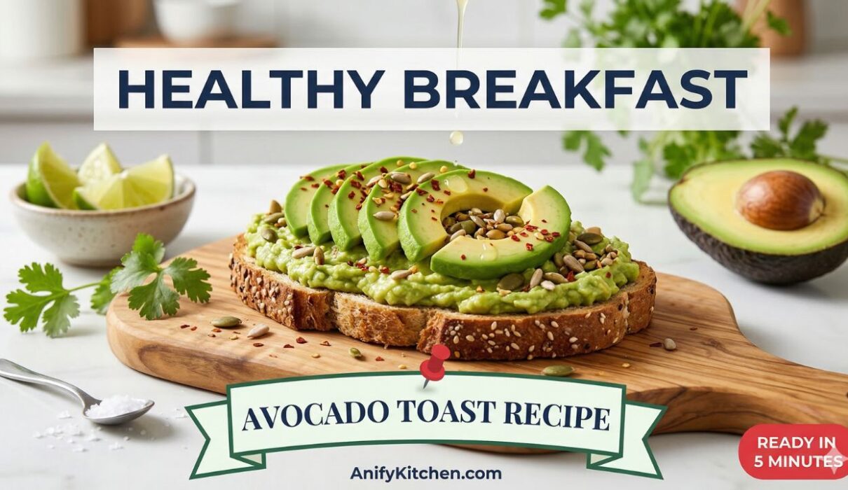 Healthy Avocado Toast Recipe (Easy Breakfast in 5 Minutes) 1 Healthy avocado toast recipe with whole grain bread and fresh avocado for breakfast