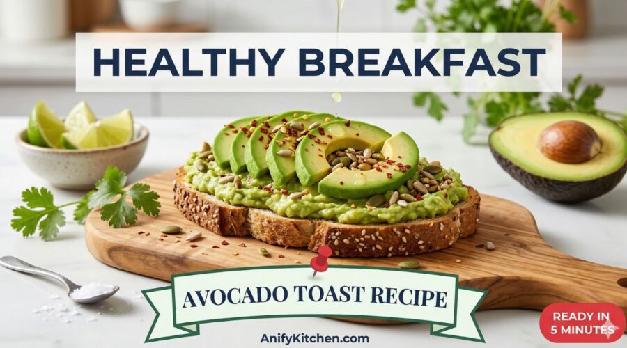 Healthy Avocado Toast Recipe (Easy Breakfast in 5 Minutes) 1 Healthy avocado toast recipe with whole grain bread and fresh avocado for breakfast