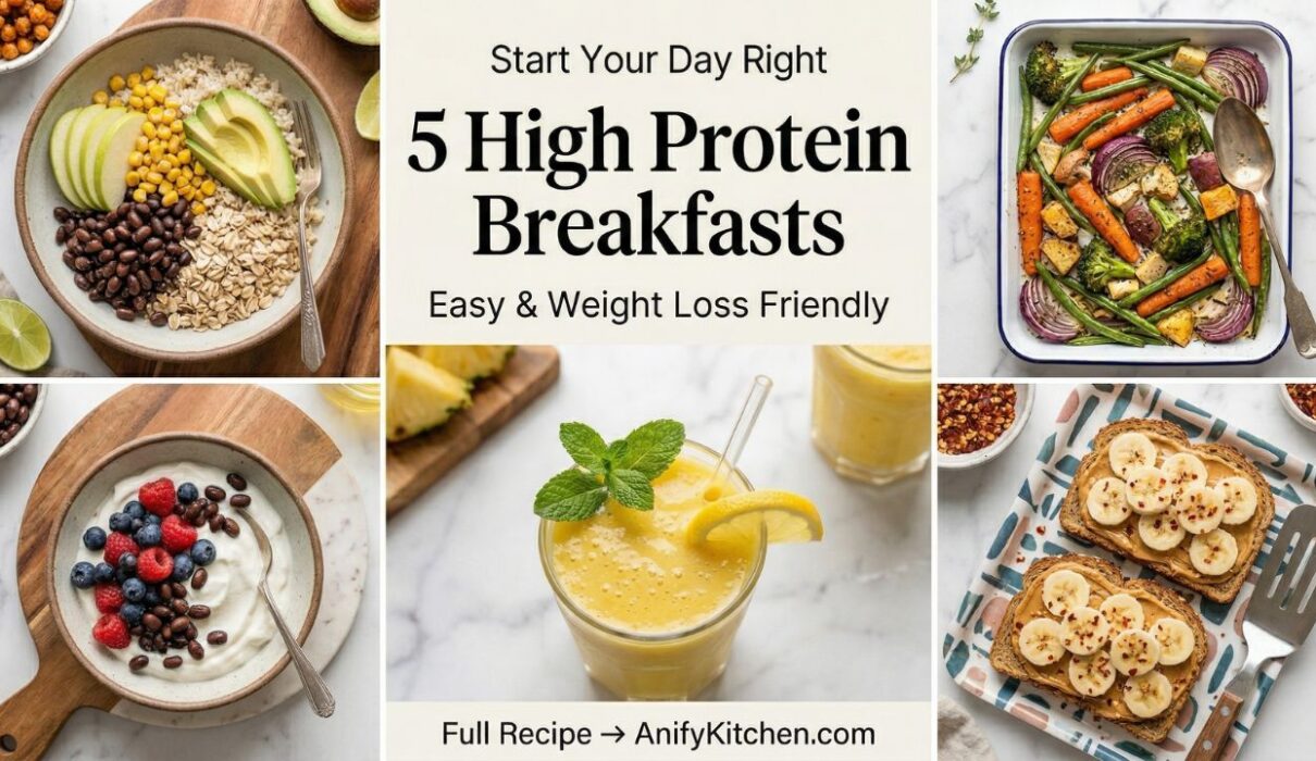 5 High-Protein Breakfast Recipes for Weight Loss (Easy & Healthy at Home) 1 5 high protein breakfast recipes for weight loss including oats eggs yogurt toast and smoothie