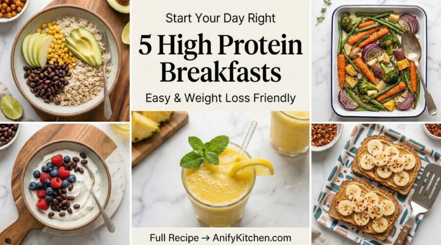 5 high protein breakfast recipes for weight loss including oats eggs yogurt toast and smoothie