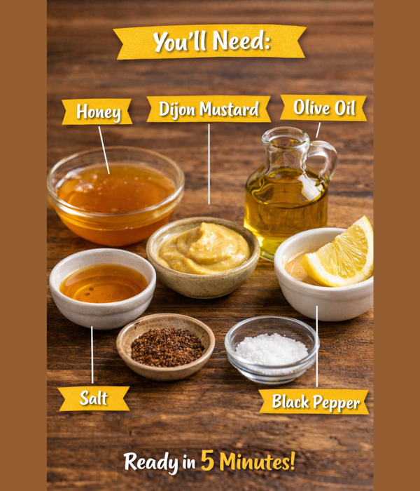 Honey mustard dressing ingredients laid out