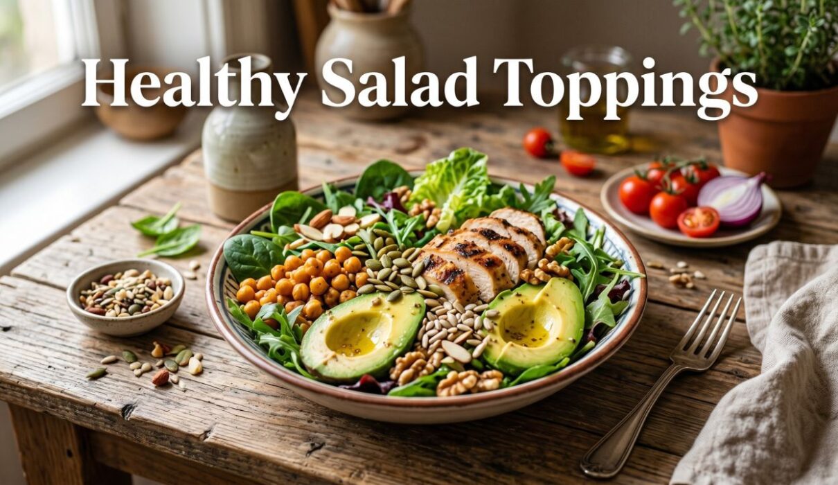 easy healthy salad toppings ideas crunchy high protein salad bowl