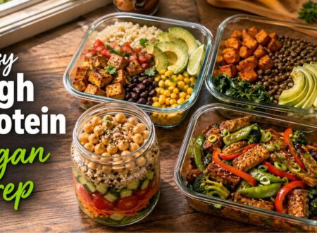 easy vegan meal prep ideas for healthy high protein meals with tofu lentils quinoa and vegetables