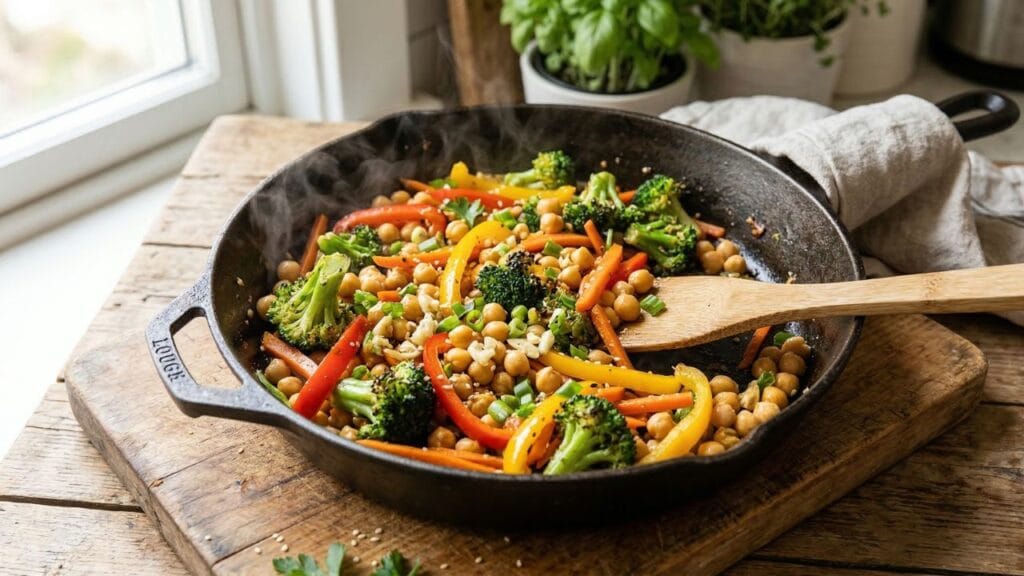 15 Easy Gluten Free Vegan Recipes for Healthy Everyday Meals 3 gluten free vegan chickpea vegetable stir fry healthy plant based dinner