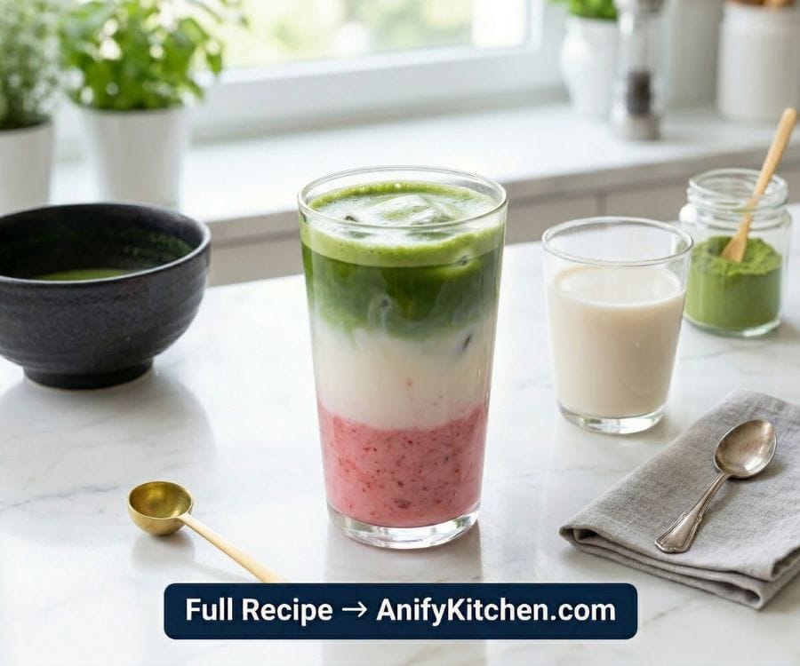 How to Make the Perfect Matcha Latte at Home (Quick & Easy Recipe) 6 strawberry matcha latte layered.jpg 2