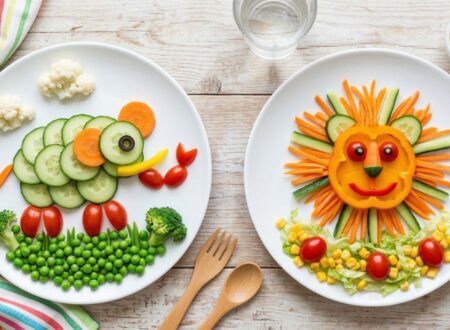 fun veggie animal plates for kids made with cucumber carrots broccoli and tomatoes