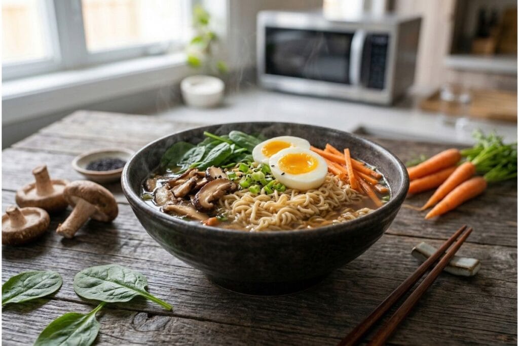 healthy microwave ramen noodles with vegetables