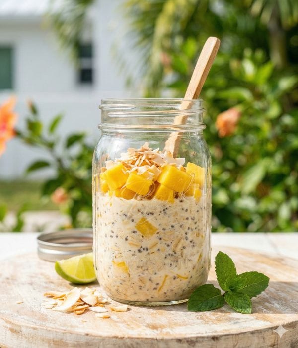 Mango Coconut Vegan Overnight Oats