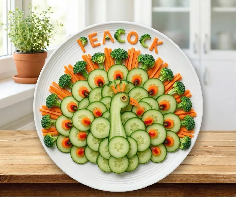 Peacock Veggie Plate for Kids