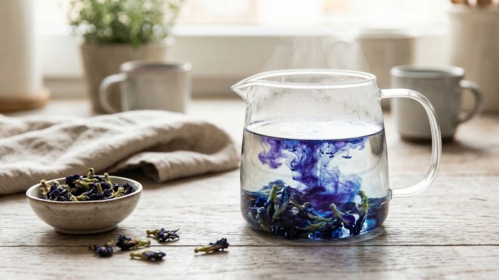 making butterfly pea flower tea recipe step by step