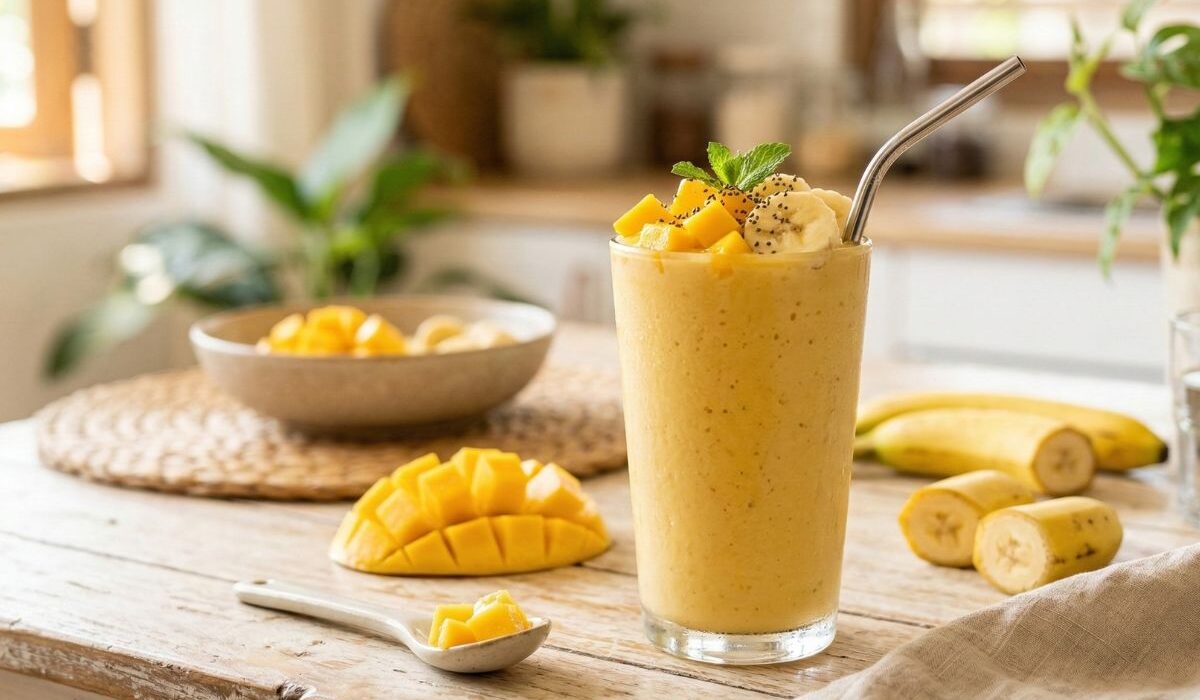 easy mango banana smoothie recipe healthy breakfast drink