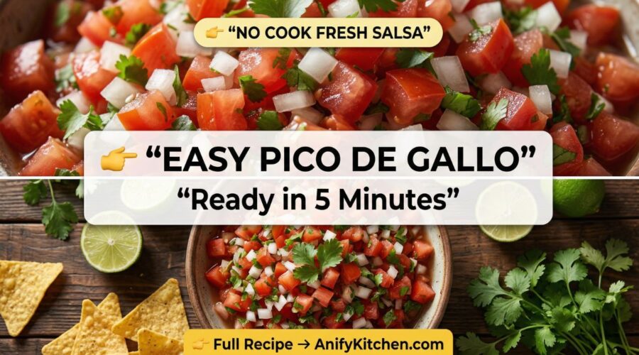 Easy Pico de Gallo Recipe (Fresh, Authentic & Ready in 5 Minutes) 7 Fresh homemade pico de gallo recipe with tomatoes, onions, cilantro and lime served with tortilla chips