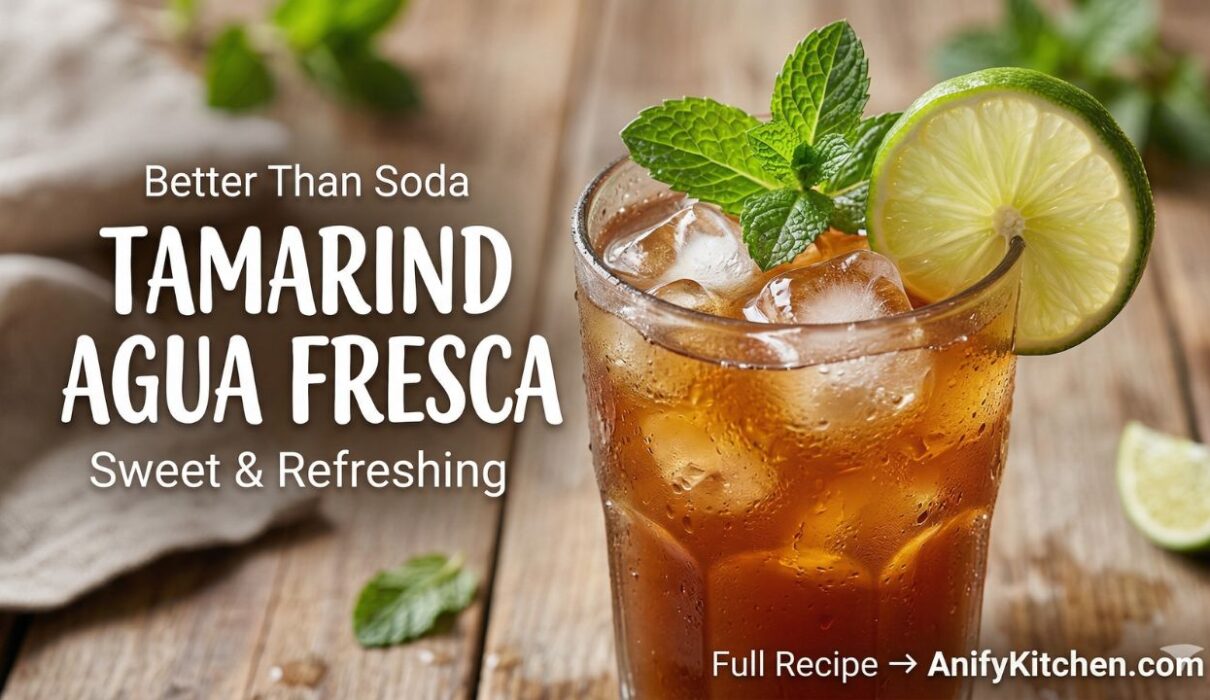 tamarind agua fresca refreshing summer drink in glass with ice lime and mint healthy homemade beverage