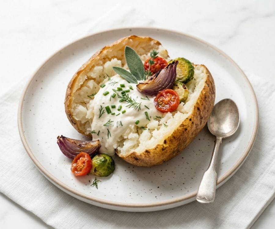 How to Make Easy Oven Baked Potatoes with Crispy Skin & Fluffy Inside 4 healthy baked potato toppings.jpg
