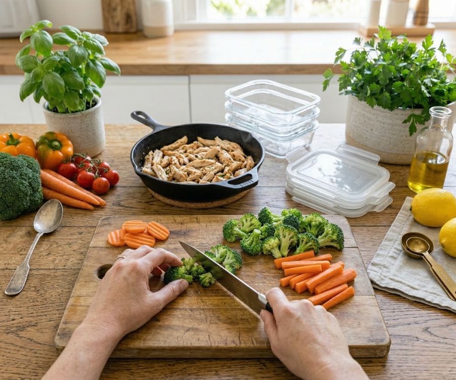 15 Healthy Meal Prep Ideas (High Protein & Easy) 3 meal prep cooking process 1.jpg 1