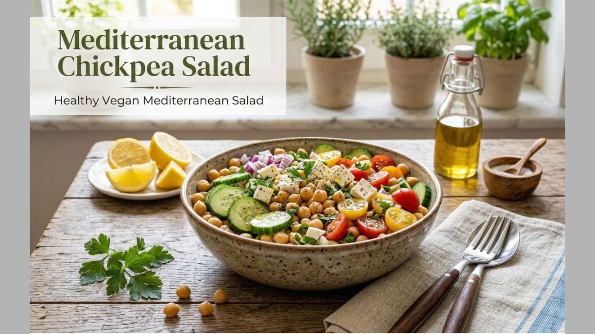 Mediterranean Chickpea Salad Recipe (Healthy Vegan Mediterranean Salad) 1 Mediterranean chickpea salad recipe healthy vegan Mediterranean salad