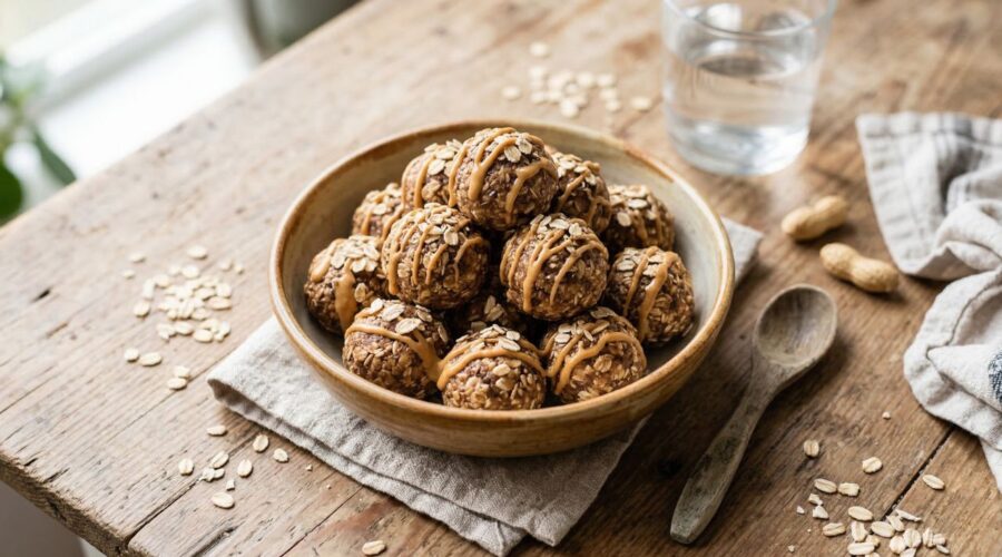 no bake peanut butter oatmeal energy balls healthy protein snack recipe