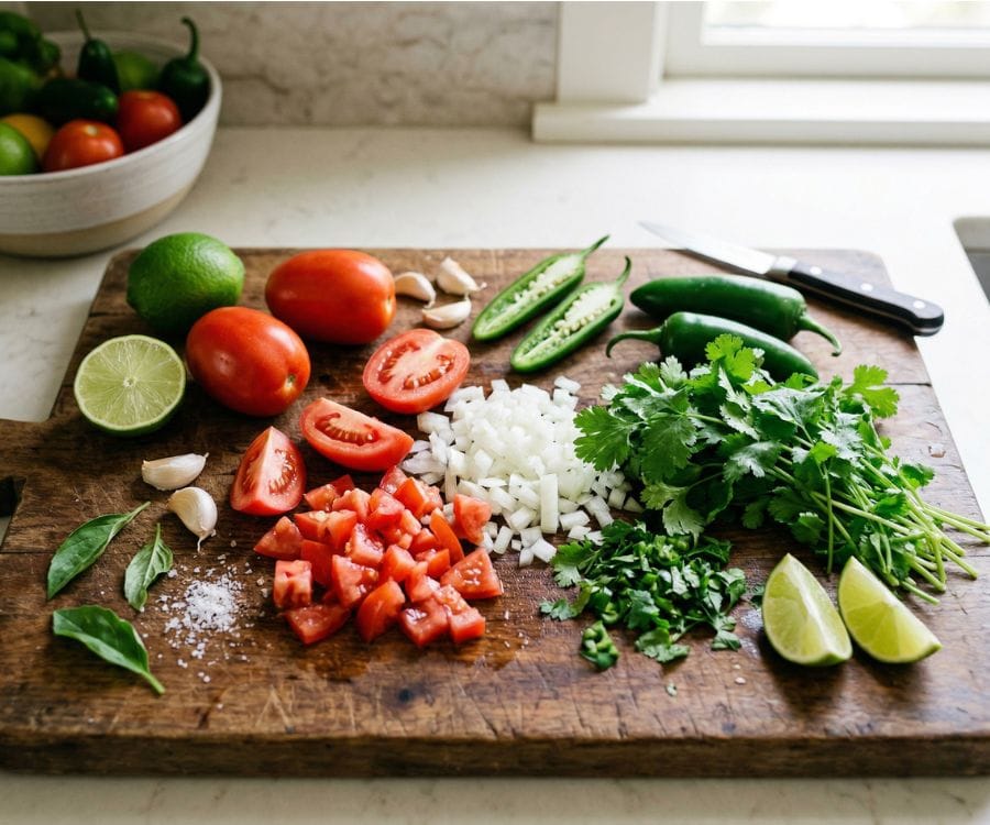 Easy Pico de Gallo Recipe (Fresh, Authentic & Ready in 5 Minutes) 2 pico de gallo ingredients fresh.jpg