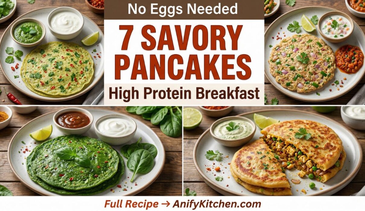 7 savory pancakes high protein breakfast recipes no eggs healthy vegetarian pancakes collage
