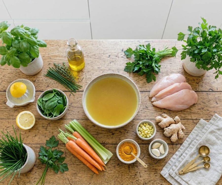 Turmeric Chicken Soup for Sick Days (Healthy, Soothing & Easy Recipe) 3 turmeric chicken soup ingredients.jpg