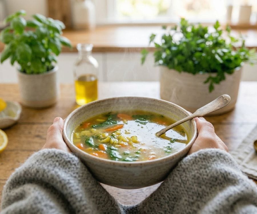 Turmeric Chicken Soup for Sick Days (Healthy, Soothing & Easy Recipe) 4 turmeric chicken soup serving idea.jpg