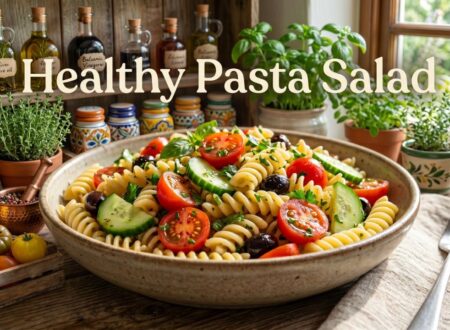 healthy summer pasta salad with vinaigrette dressing fresh vegetables easy recipe