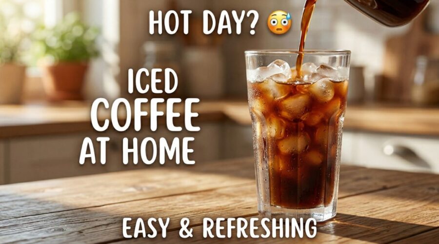 iced coffee at home easy refreshing summer drink with ice and milk swirl