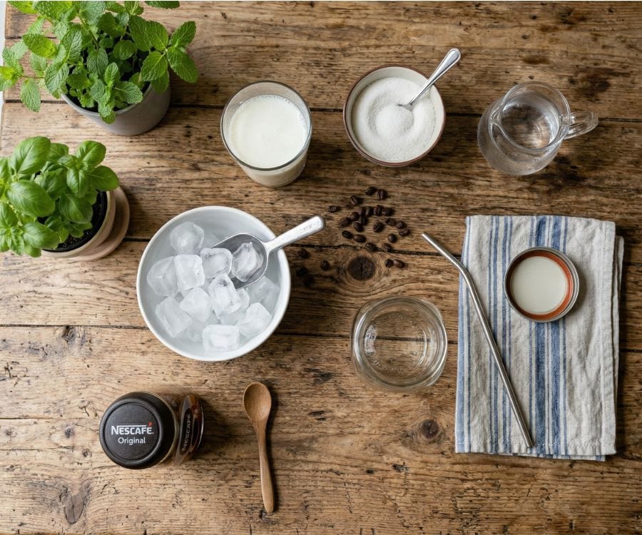 How to Make Iced Coffee at Home | Easy & Refreshing Summer Drink 2 iced coffee ingredients mason jar.jpg