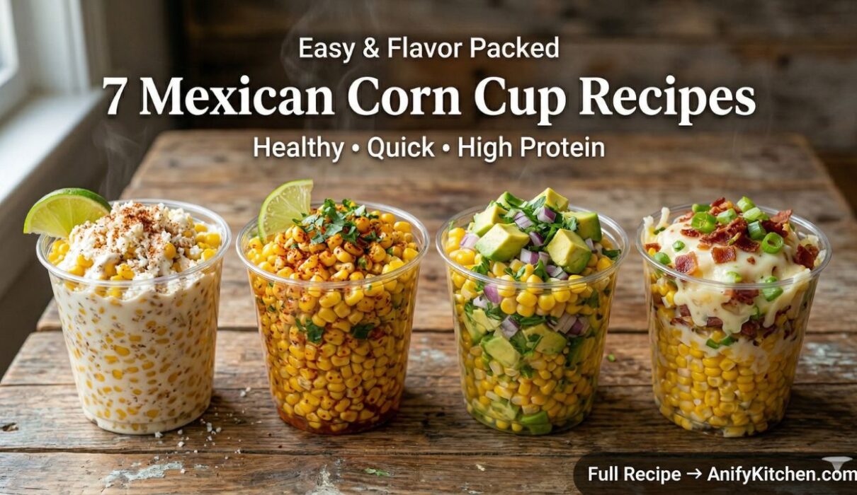 7 Easy Mexican Corn in a Cup Recipes (Esquites) You’ll Actually Want to Make 1 Mexican corn in a cup recipes collage showing creamy spicy avocado and cheesy esquites variations in rustic kitchen setting
