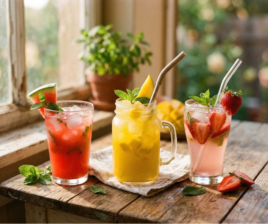 Mexican Fruit Drinks (Agua Fresca Guide + 5 Easy Recipes) 5 mixed agua fresca drinks.jpg