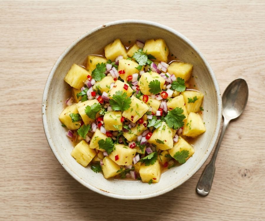 Best Pineapple Salsa Recipe (Chef Style Guide) 2 pineapple salsa top view fresh.jpg