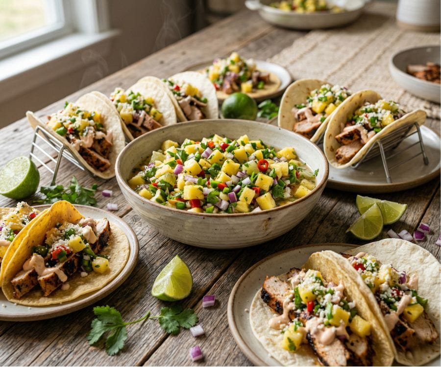 Best Pineapple Salsa Recipe (Chef Style Guide) 5 pineapple salsa with tacos.jpg