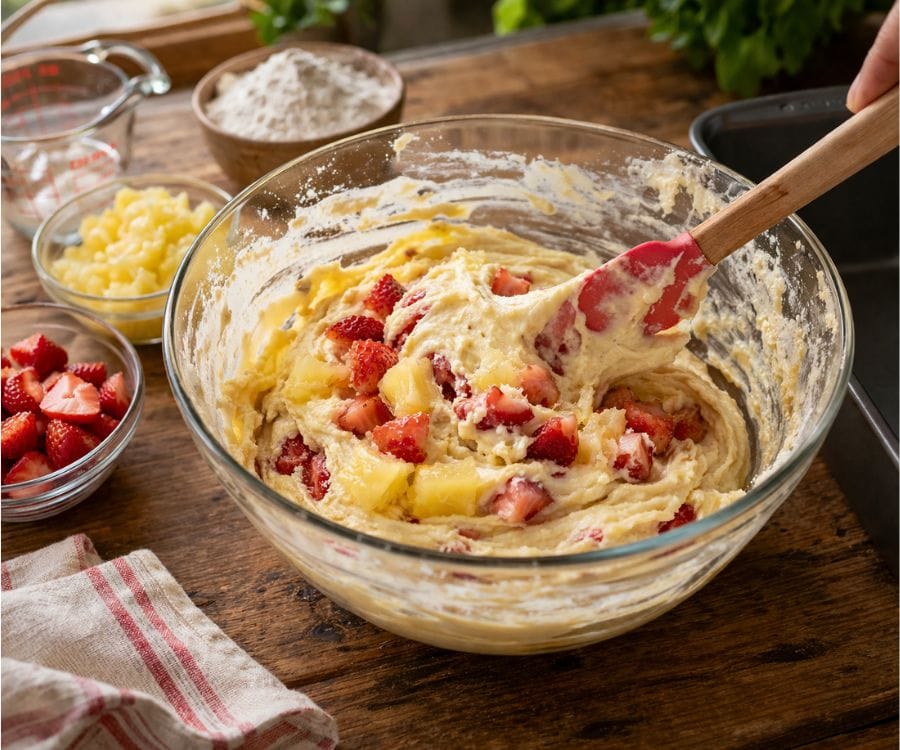 strawberry pineapple pound cake batter