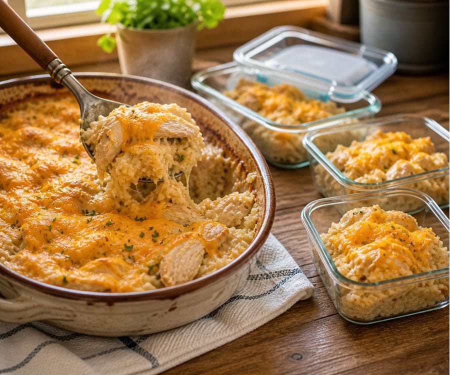 chicken rice casserole meal prep storage.jpg
