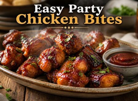 Easy BBQ chicken party food recipe served on platter for family gatherings