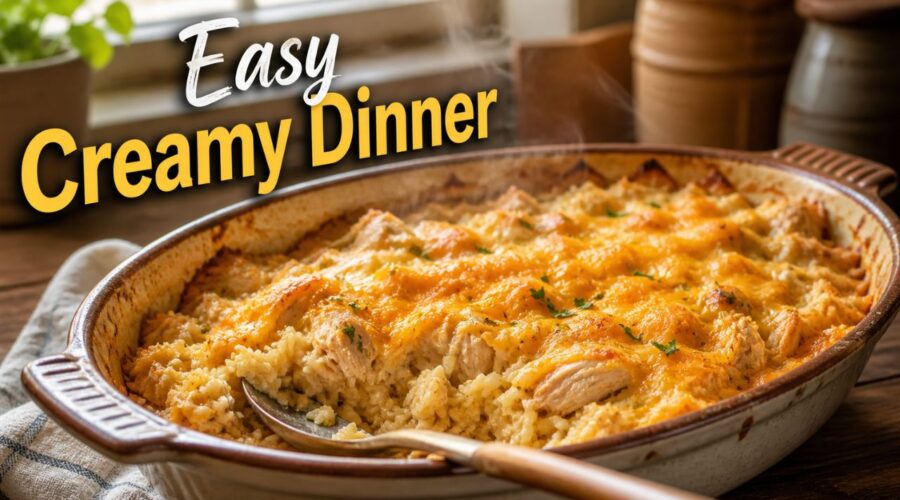 easy chicken and rice casserole recipe creamy oven baked comfort food