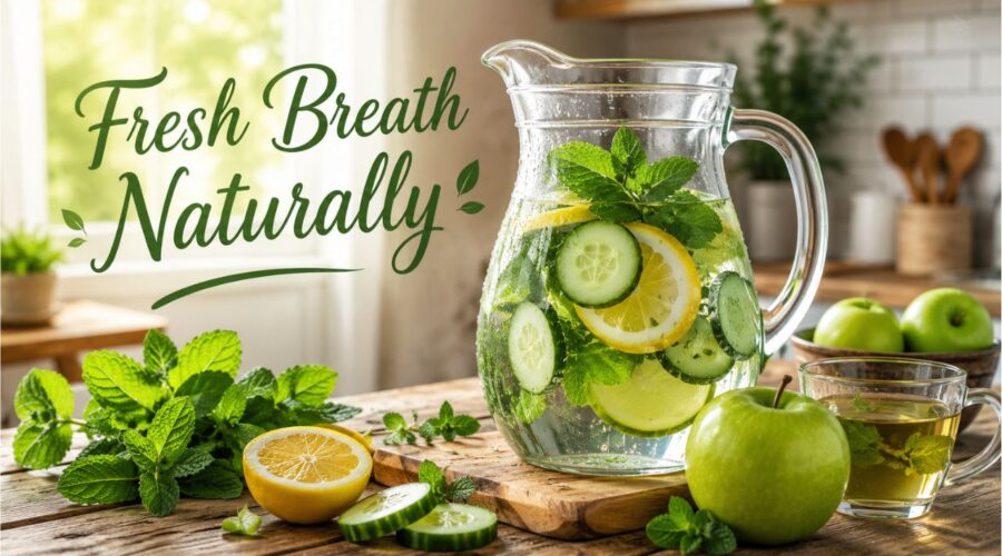 How to get fresh breath naturally with healthy foods detox drinks cucumber mint water and healthy hydration recipes