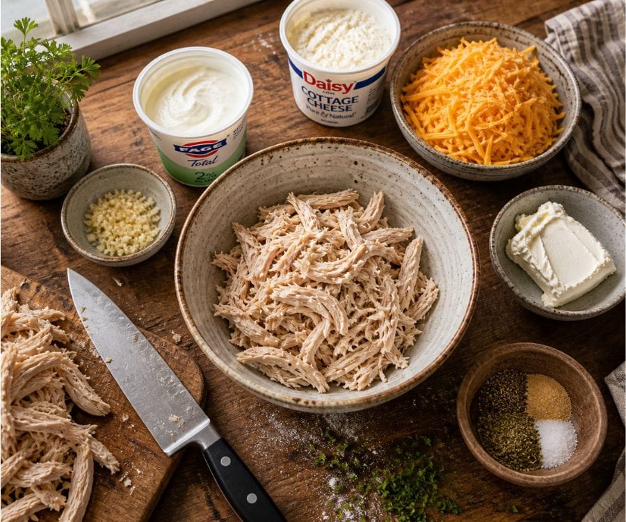 million dollar chicken casserole ingredients prep.jpg