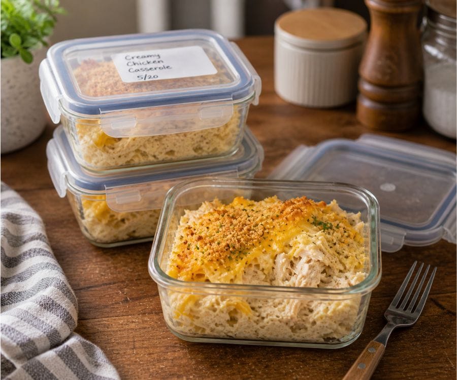 million dollar chicken casserole meal prep storage.jpg