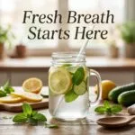 Morning detox drinks for naturally fresh breath with lemon mint water and healthy morning wellness ingredients